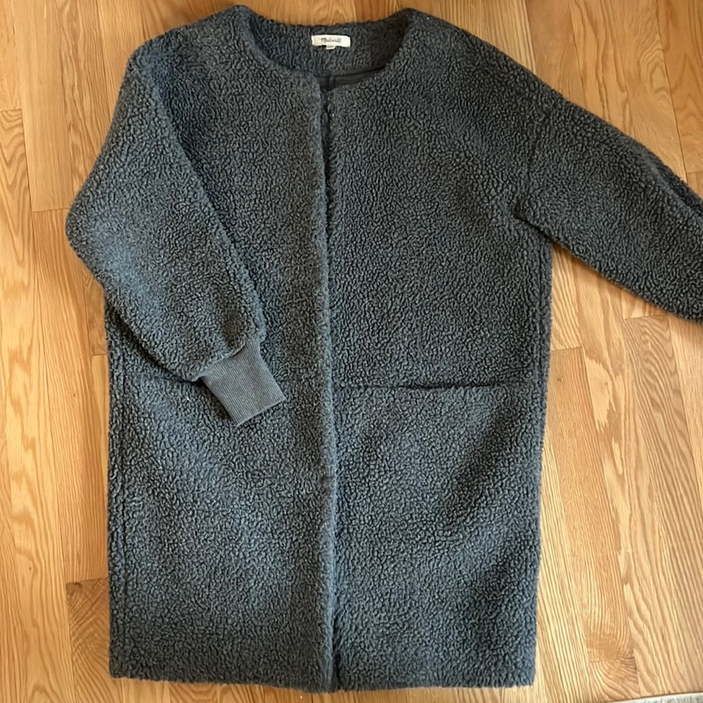 Madewell Grey Bonded Sherpa Cocoon Coat